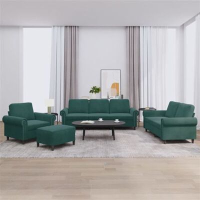 Non communiqué Ensemble de canapés 4 pcs avec coussins Vert foncé Velours Vert - Publicité Non communiqué Ensemble de canapés 4 pcs avec coussins Vert foncé Velours Vert - Publicité