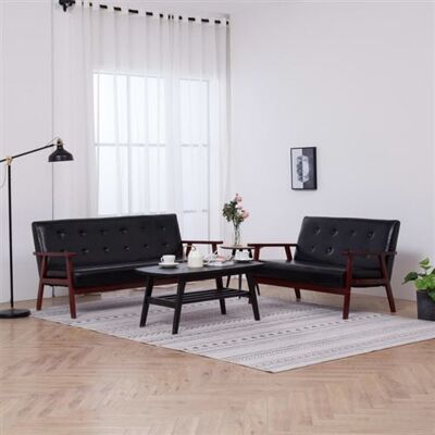 Non communiqué vidaXL Ensemble de canapés 2 pcs Noir Similicuir Noir - Publicité Non communiqué vidaXL Ensemble de canapés 2 pcs Noir Similicuir Noir - Publicité