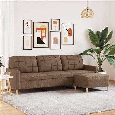 Canapé 3 Places VidaXL avec Pouf - Design Moderne Marron - Publicité Canapé 3 Places VidaXL avec Pouf - Design Moderne Marron - Publicité