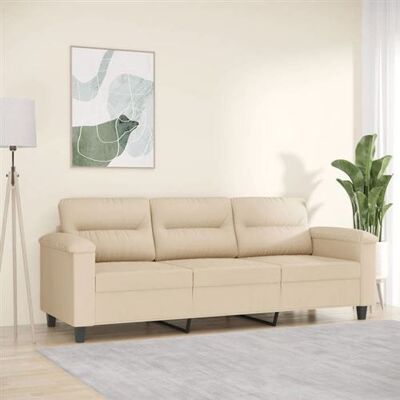 VIDAXL Modèle 20780 Canapé en microfibre crème 3 places - Meubles - Publicité VIDAXL Modèle 20780 Canapé en microfibre crème 3 places - Meubles - Publicité