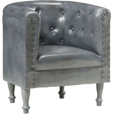 Non communiqué vidaXL Fauteuil Gris Cuir véritable Gris - Publicité Non communiqué vidaXL Fauteuil Gris Cuir véritable Gris - Publicité