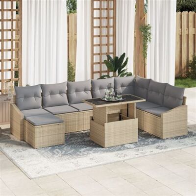 Ensemble de Canapés Beige Moderne 9 pcs - Mobilier de Jardin - Publicité Ensemble de Canapés Beige Moderne 9 pcs - Mobilier de Jardin - Publicité