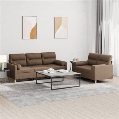 Non communiqué Ensemble de canapés 2 pcs avec coussins marron tissu Marron - Publicité Non communiqué Ensemble de canapés 2 pcs avec coussins marron tissu Marron - Publicité