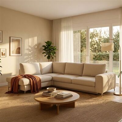 Non communiqué Canape angle fixe MAISON AUBERTIN 3 places en tissu beige 223 x 302 x 91 cm Beige - Publicité Non communiqué Canape angle fixe MAISON AUBERTIN 3 places en tissu beige 223 x 302 x 91 cm Beige - Publicité