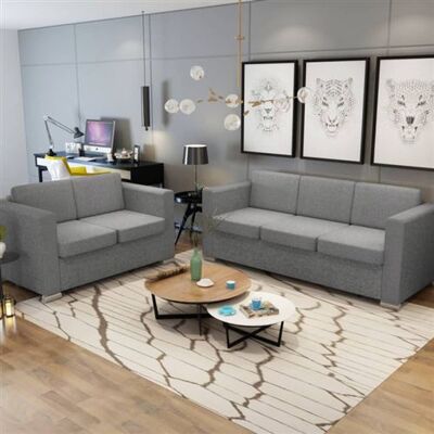 VIDAXL Ensemble de canapés deux pièces Tissu Gris clair Gris - Publicité VIDAXL Ensemble de canapés deux pièces Tissu Gris clair Gris - Publicité