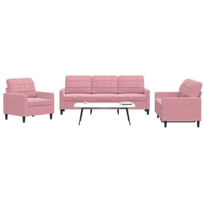 vidaXL Ensemble de Canapés en Velours Rose 3 Pièces - Sofa set - Publicité vidaXL Ensemble de Canapés en Velours Rose 3 Pièces - Sofa set - Publicité