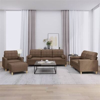 Non communiqué Ensemble de canapés 4 pcs avec coussins marron tissu Marron - Publicité Non communiqué Ensemble de canapés 4 pcs avec coussins marron tissu Marron - Publicité