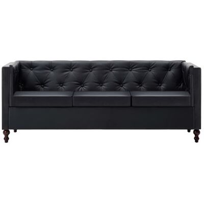vidaXL Canapé chesterfield à 3 places Revêtement en similicuir Noir Noir - Publicité vidaXL Canapé chesterfield à 3 places Revêtement en similicuir Noir Noir - Publicité