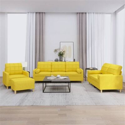 Non communiqué vidaXL 4-delige Loungeset met kussens stof lichtgeel3201271 Jaune - Publicité Non communiqué vidaXL 4-delige Loungeset met kussens stof lichtgeel3201271 Jaune - Publicité