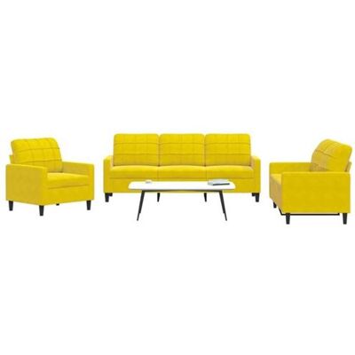 Vidaxl - Ensemble de canapés avec coussins 3 pièces velours jaune - Ensemble de canapés - Publicité Vidaxl - Ensemble de canapés avec coussins 3 pièces velours jaune - Ensemble de canapés - Publicité
