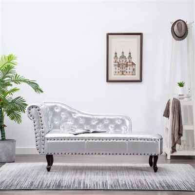 vidaXL Chaise longue Argenté Similicuir Argent - Publicité vidaXL Chaise longue Argenté Similicuir Argent - Publicité