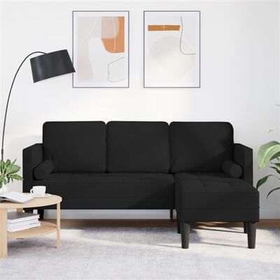 Canapé d'angle noir en tissu 160cm vidaXL - Publicité Canapé d'angle noir en tissu 160cm vidaXL - Publicité
