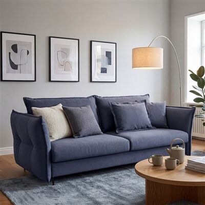 Non communiqué Canape droit MAISON AUBERTIN 3 places en tissu bleu 165 x 256 x 101 cm Bleu - Publicité Non communiqué Canape droit MAISON AUBERTIN 3 places en tissu bleu 165 x 256 x 101 cm Bleu - Publicité