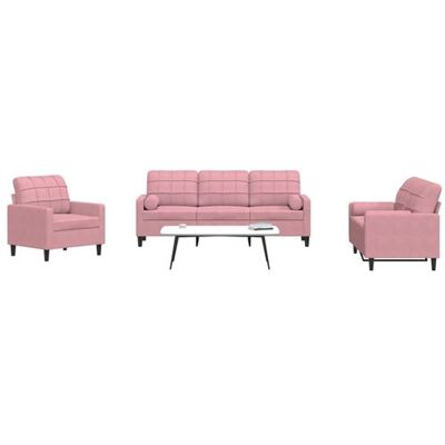 Ensemble de Canapés en Velours Rose vidaXL - 3 pièces - Publicité Ensemble de Canapés en Velours Rose vidaXL - 3 pièces - Publicité