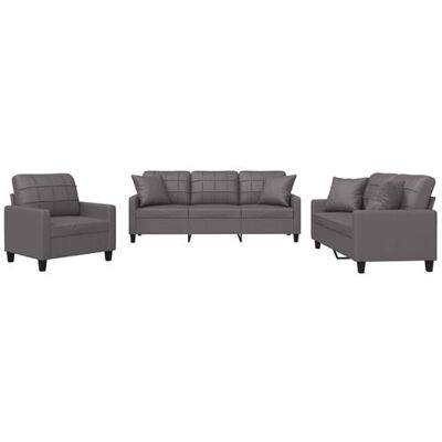 Non communiqué Ensemble de canapés vidaXL 3 pièces avec coussins gris similicuir Gris - Publicité Non communiqué Ensemble de canapés vidaXL 3 pièces avec coussins gris similicuir Gris - Publicité