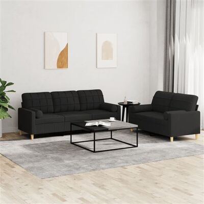 Non communiqué vidaXL Ensemble de canapés 2 pcs avec coussins noir tissu3201326 Noir - Publicité Non communiqué vidaXL Ensemble de canapés 2 pcs avec coussins noir tissu3201326 Noir - Publicité