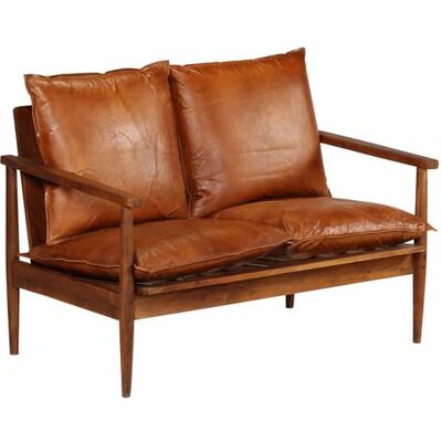 Non communiqué vidaXL Canapé à 2 places Cuir véritable avec bois d'acacia Marron Brun - Publicité Non communiqué vidaXL Canapé à 2 places Cuir véritable avec bois d'acacia Marron Brun - Publicité
