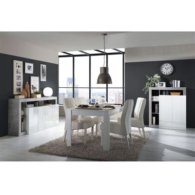Non communiqué Séjour Complet Table + Buffet 4P Blanc Laqué Niches Aspect Cimento - ARTURO - ALTOBUY Blanc - Publicité Non communiqué Séjour Complet Table + Buffet 4P Blanc Laqué Niches Aspect Cimento - ARTURO - ALTOBUY Blanc - Publicité