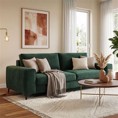 Non communiqué Canape droit MAISON AUBERTIN 3 places en velours vert 105 x 256 x 91 cm Vert - Publicité Non communiqué Canape droit MAISON AUBERTIN 3 places en velours vert 105 x 256 x 91 cm Vert - Publicité