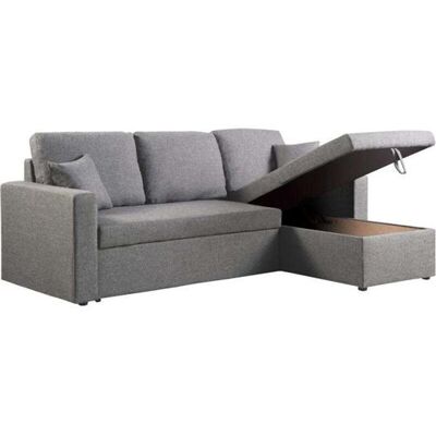 Non communiqué Canape angle convertible 3 places en tissu gris 145 x 215 x 85 cm gris - Publicité Non communiqué Canape angle convertible 3 places en tissu gris 145 x 215 x 85 cm gris - Publicité