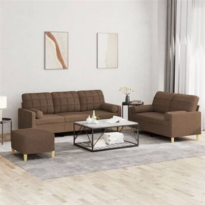 Non communiqué Ensemble de canapés 3 pcs avec coussins marron tissu Marron - Publicité Non communiqué Ensemble de canapés 3 pcs avec coussins marron tissu Marron - Publicité