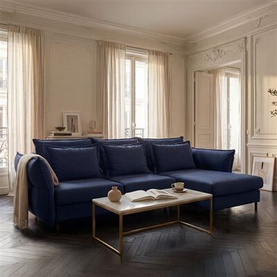 Non communiqué Canape angle fixe MAISON AUBERTIN 3 places en velours bleu 165 x 303 x 101 cm Bleu - Publicité Non communiqué Canape angle fixe MAISON AUBERTIN 3 places en velours bleu 165 x 303 x 101 cm Bleu - Publicité