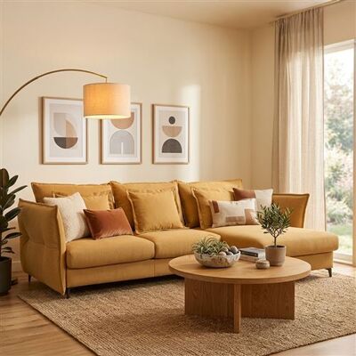Non communiqué Canape angle fixe MAISON AUBERTIN 3 places en tissu jaune 165 x 303 x 101 cm Jaune - Publicité Non communiqué Canape angle fixe MAISON AUBERTIN 3 places en tissu jaune 165 x 303 x 101 cm Jaune - Publicité