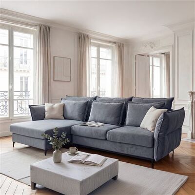 Non communiqué Canapé angle gauche Verduro en velours gris clair - 3 places Gris - Publicité Non communiqué Canapé angle gauche Verduro en velours gris clair - 3 places Gris - Publicité
