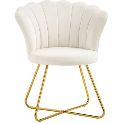 Non communiqué Fauteuil design coquillage piètement acier doré velours crème Crème - Publicité Non communiqué Fauteuil design coquillage piètement acier doré velours crème Crème - Publicité