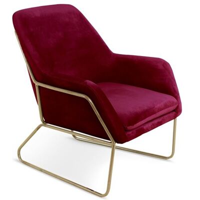 Paris Prix Fauteuil velours bordeaux et pieds métal doré Clara Bordeaux - Publicité Paris Prix Fauteuil velours bordeaux et pieds métal doré Clara Bordeaux - Publicité