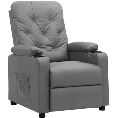 vidaXL Fauteuil en faux cuir gris - Relax - Publicité vidaXL Fauteuil en faux cuir gris - Relax - Publicité