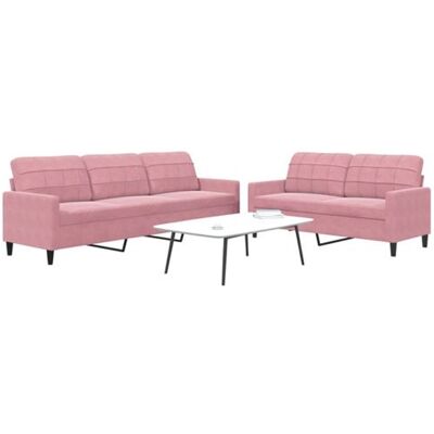 vidaXL Ensemble Canapés Velours Rose - 2 et 3 places - Publicité vidaXL Ensemble Canapés Velours Rose - 2 et 3 places - Publicité