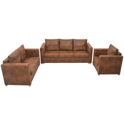 Non communiqué Canape angle fixe vidaxl 3 places en cuir marron 82 x 191 x 82 cm marron - Publicité Non communiqué Canape angle fixe vidaxl 3 places en cuir marron 82 x 191 x 82 cm marron - Publicité