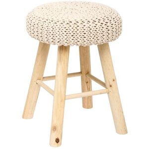 Atmosphera - Tabouret assise tricot Suzette - H. 43 cm - Beige - Suzette Beige - Publicité Atmosphera - Tabouret assise tricot Suzette - H. 43 cm - Beige - Suzette Beige - Publicité