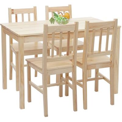 Ensemble Salle à Manger Rustique Mendler - Table + 4 Chaises - Bois de Pin Massif - Publicité Ensemble Salle à Manger Rustique Mendler - Table + 4 Chaises - Bois de Pin Massif - Publicité