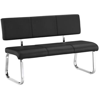 Idimex Banc design avec dossier VILAS, en synthétique noir Noir - Publicité Idimex Banc design avec dossier VILAS, en synthétique noir Noir - Publicité