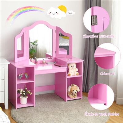 Non communiqué coiffeuse giantex pour enfants 2 en 1 avec miroir amovible, bureau enfant avec 4 étagères de style princesse pour filles, rose rose - Publicité Non communiqué coiffeuse giantex pour enfants 2 en 1 avec miroir amovible, bureau enfant avec 4 étagères de style princesse pour filles, rose rose - Publicité