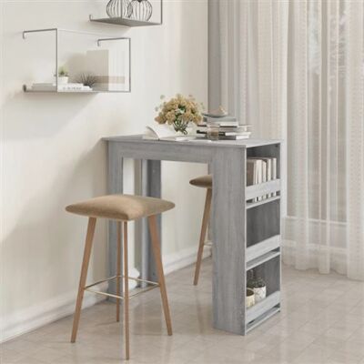 Table de bar Grey Sonoma vidaXL avec étagère de rangement - 102x50x103.5cm - Publicité Table de bar Grey Sonoma vidaXL avec étagère de rangement - 102x50x103.5cm - Publicité