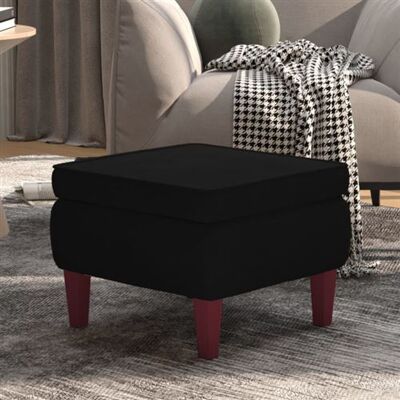 Non communiqué Tabouret avec pieds en bois Noir Velours Noir - Publicité Non communiqué Tabouret avec pieds en bois Noir Velours Noir - Publicité