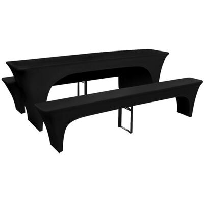 VIDAXL 3 housses pour table et bancs de bière Extensible Noir 220 x 70 x 80cm Noir - Publicité VIDAXL 3 housses pour table et bancs de bière Extensible Noir 220 x 70 x 80cm Noir - Publicité