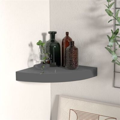 Non communiqué Étagère d angle flottante Gris brillant 25x25x3,8 cm MDF Gris brillant - Publicité Non communiqué Étagère d angle flottante Gris brillant 25x25x3,8 cm MDF Gris brillant - Publicité