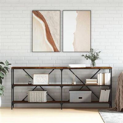 Non communiqué Table console chêne fumé 180x30x75 cm bois d ingénierie et fer chêne fumé - Publicité Non communiqué Table console chêne fumé 180x30x75 cm bois d ingénierie et fer chêne fumé - Publicité