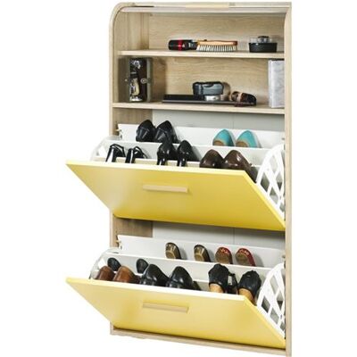 Simmob Meuble à Chaussures Chêne Abattants Jaunes - Rideau Chêne - L 75.2 x l 30.6 x H 143.1 cm jaune - Publicité Simmob Meuble à Chaussures Chêne Abattants Jaunes - Rideau Chêne - L 75.2 x l 30.6 x H 143.1 cm jaune - Publicité
