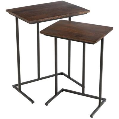 Non communiqué Lot de 2 Tables d'Appoint Gigognes "Randy" 63cm Marron Marron - Publicité Non communiqué Lot de 2 Tables d'Appoint Gigognes "Randy" 63cm Marron Marron - Publicité