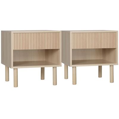 Non communiqué Lot de 2 chevets design Urban Craft tiroir niche effet bois clair naturel Beige - Publicité Non communiqué Lot de 2 chevets design Urban Craft tiroir niche effet bois clair naturel Beige - Publicité