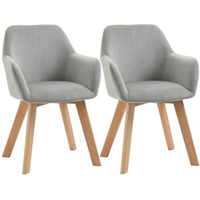 Non communiqué Chaises de visiteur design scandinave - lot de 2 chaises - pieds bois hévéa - assise dossier accoudoirs velours gris Gris - Publicité Non communiqué Chaises de visiteur design scandinave - lot de 2 chaises - pieds bois hévéa - assise dossier accoudoirs velours gris Gris - Publicité