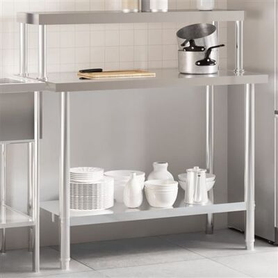 Table de Cuisine en Acier Inoxydable avec Étagère - Usage Commercial - Publicité Table de Cuisine en Acier Inoxydable avec Étagère - Usage Commercial - Publicité