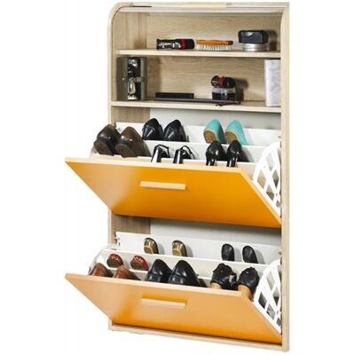 Simmob Meuble à Chaussures Chêne Abattants Oranges - Rideau Chêne - L 75.2 x l 30.6 x H 143.1 cm orange - Publicité Simmob Meuble à Chaussures Chêne Abattants Oranges - Rideau Chêne - L 75.2 x l 30.6 x H 143.1 cm orange - Publicité