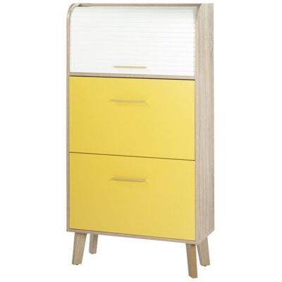 Simmob Meuble à Chaussures Chêne Abattants Jaunes - Rideau Blanc - L 75.2 x l 30.6 x H 143.1 cm jaune - Publicité Simmob Meuble à Chaussures Chêne Abattants Jaunes - Rideau Blanc - L 75.2 x l 30.6 x H 143.1 cm jaune - Publicité