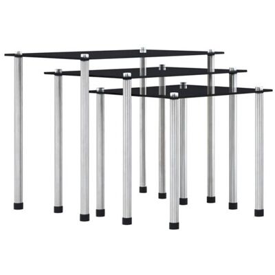 Non communiqué Tables gigognes 3 pcs Noir Verre trempé Noir - Publicité Non communiqué Tables gigognes 3 pcs Noir Verre trempé Noir - Publicité
